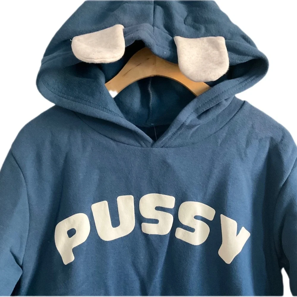 P*ssy Cat Blue Hoodie, XS